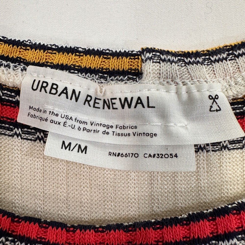 Urban Renewal Striped Ribbed Knit Crop Top Womens Medium Cream Multi | Retro 70s - Picture 4 of 6